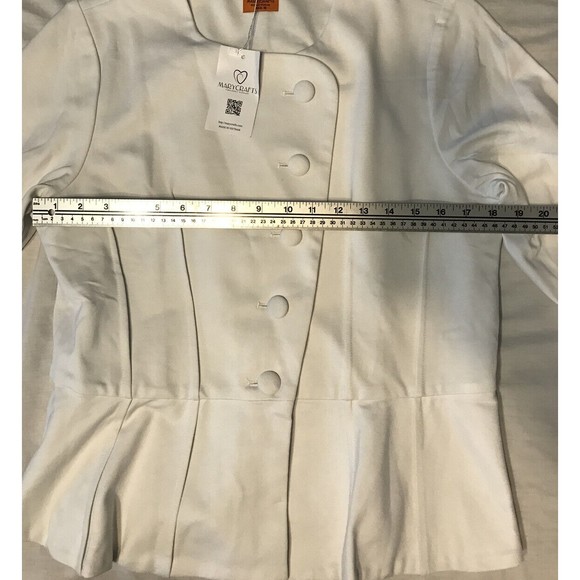 NWT Mary Crafts Button Up Down Retro Ruffled White size 16 Work Casual Blouse - Picture 6 of 9